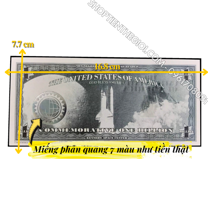 Tiền Lưu Niệm 1 Tỷ USD Hình Tổng Thống Kennedy Dạ Quang - SP005970